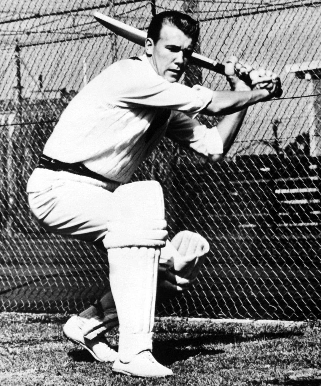 Les Joslin bats in the nets, April 11, 1968