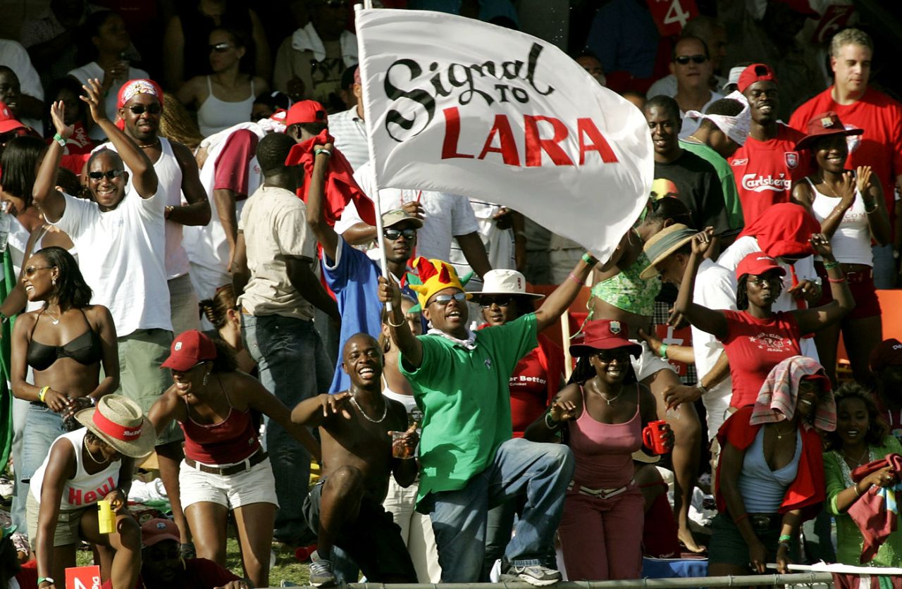 A West Indian fan waves a flag for Brian Lara, West Indies v Pakistan, 2nd Test, Kingston, 2nd day, June 4, 2005