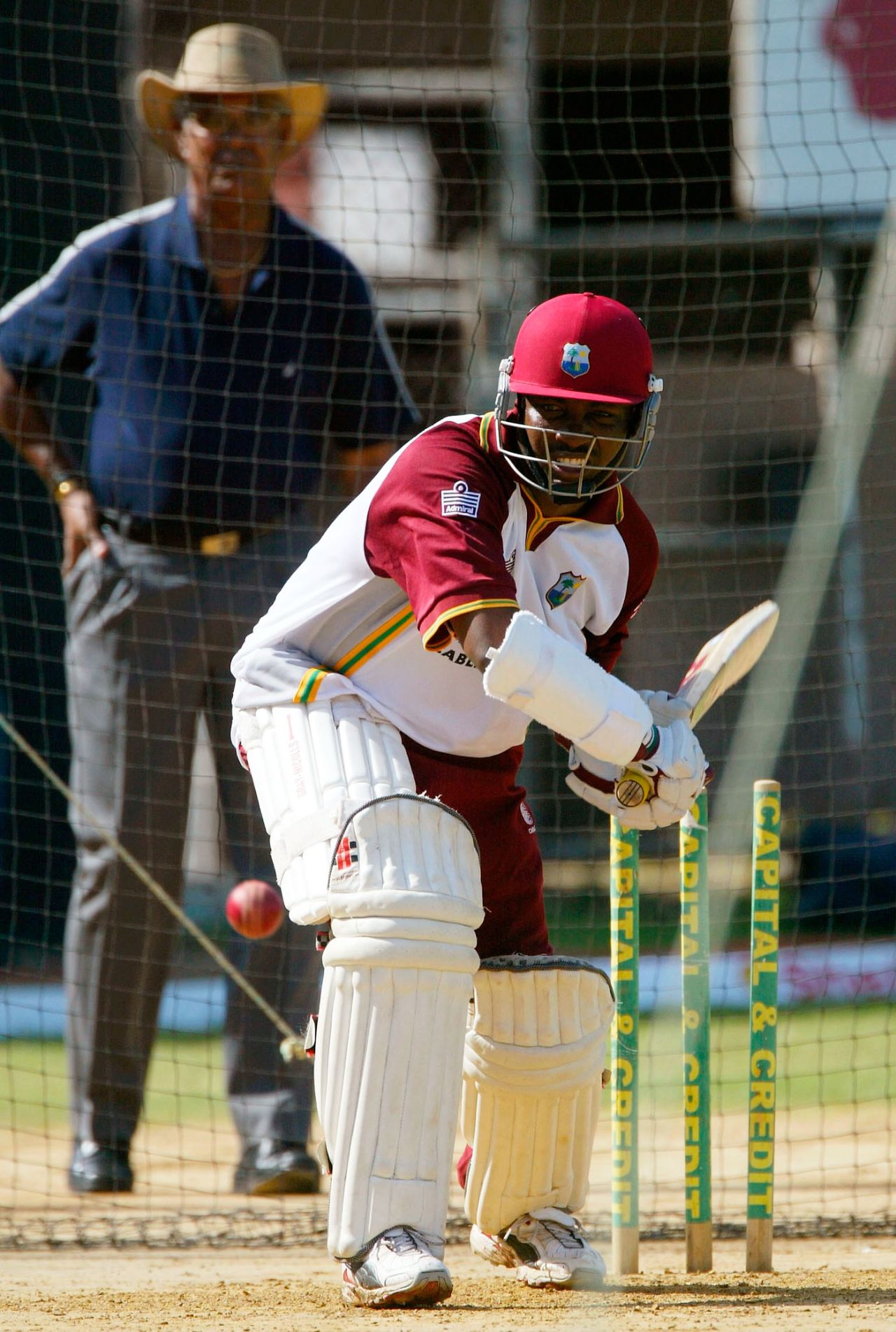 Garry Sobers watches Brian Lara bat in the nets, Kingston, March 10, 2004