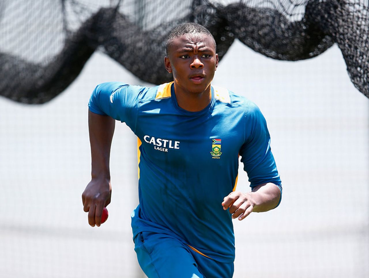 Kagiso Rabada runs in during training, Durban, December 23, 2015