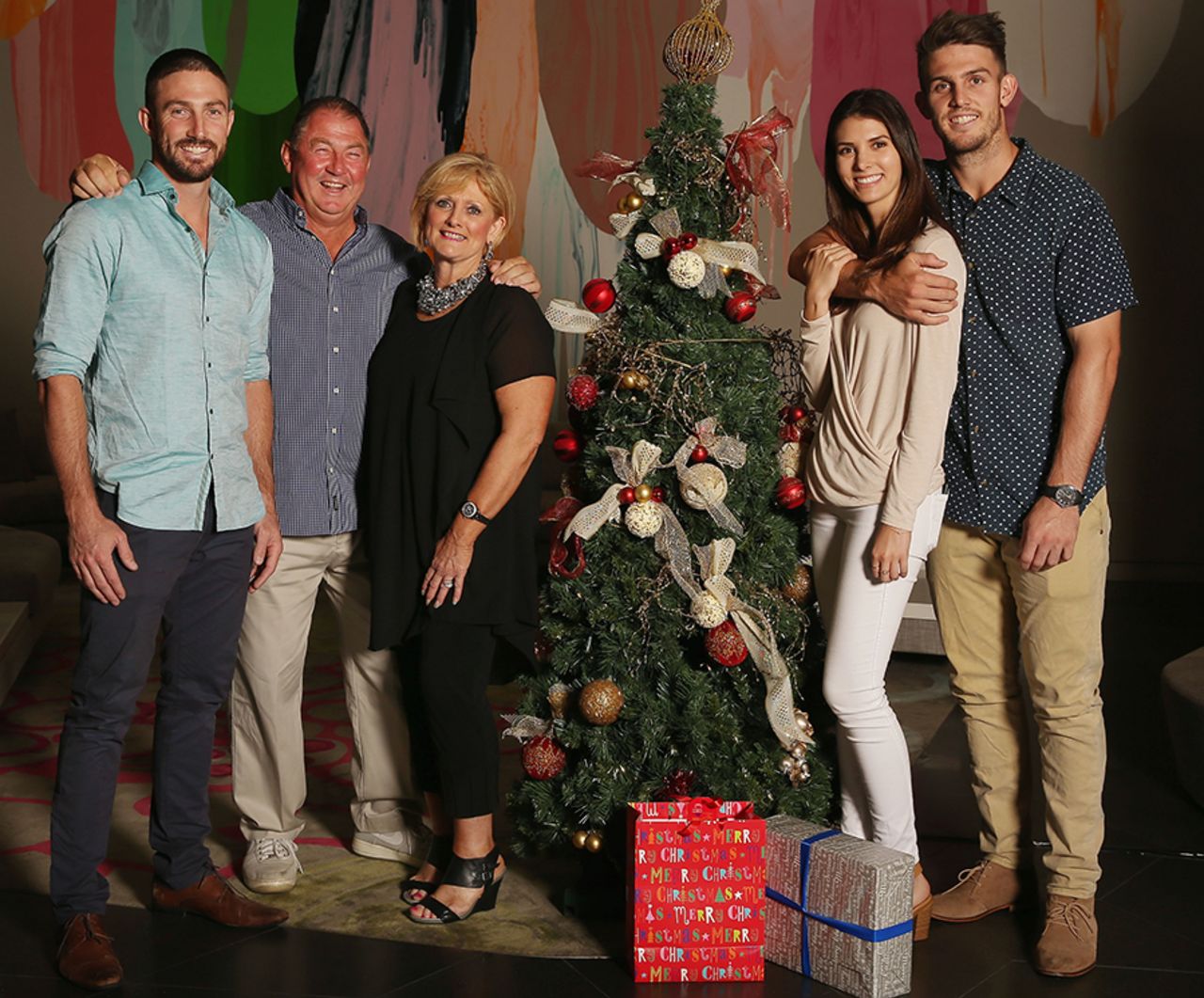 The Marsh family gather around for a picture at a Christmas Day luncheon, Melbourne, December 25, 2015
