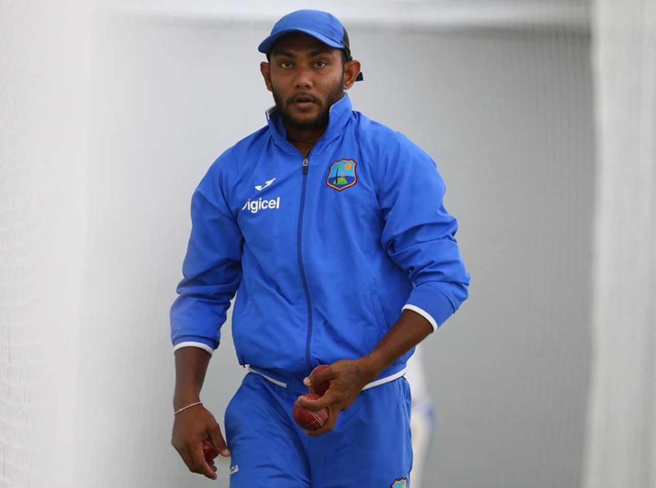 Devendra Bishoo at a West Indies training session, Hobart, December 8, 2015