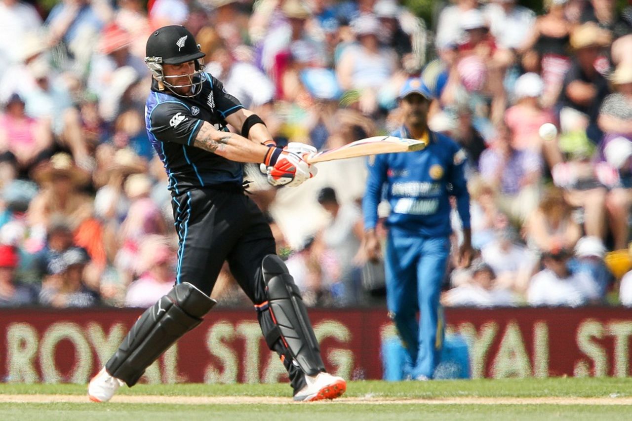 Brendon McCullum smashes one during his fifty, New Zealand v Sri Lanka, 1st ODI, Christchurch, December 26, 2015