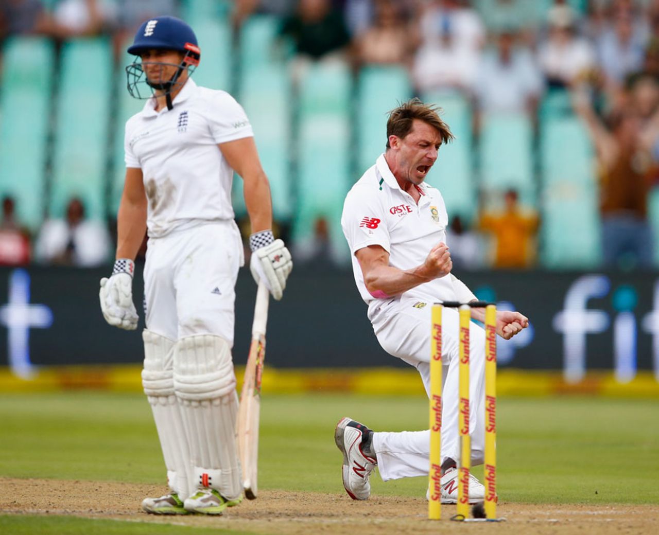 Dale Steyn removed James Taylor for 70 late in the day, South Africa v England, 1st Test, Durban, 1st day, December 26, 2015