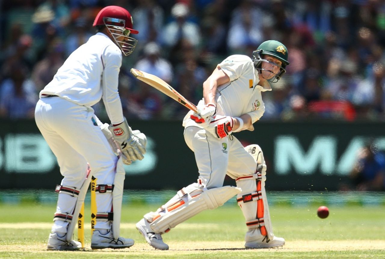 Steven Smith plays a reverse sweep, Australia v West Indies, 2nd Test, Melbourne, 2nd day, December 27, 2015