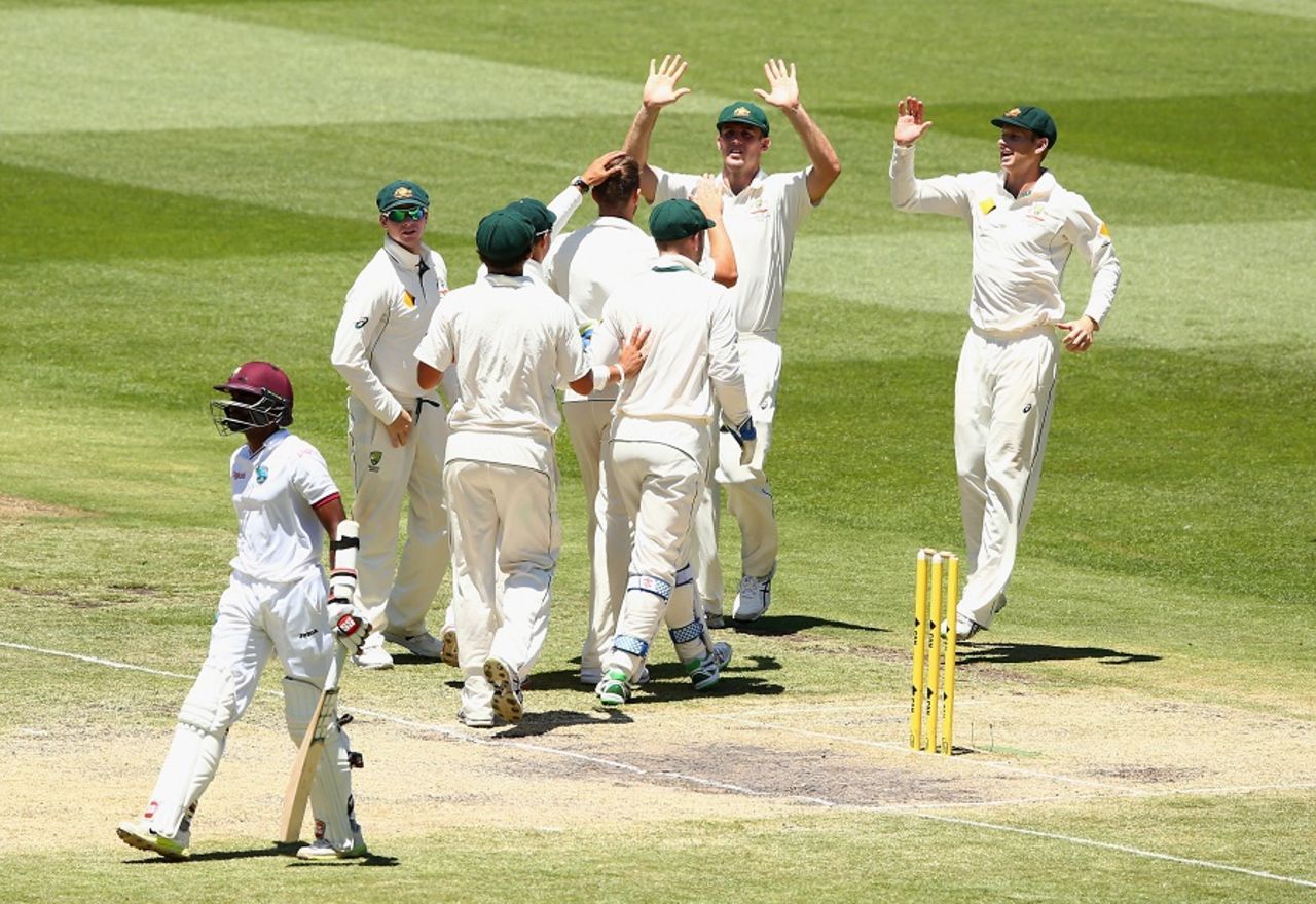 Australia celebrate the wicket of Rajendra Chandrika, Australia v West Indies, 2nd Test, Melbourne, 4th day, December 29, 2015