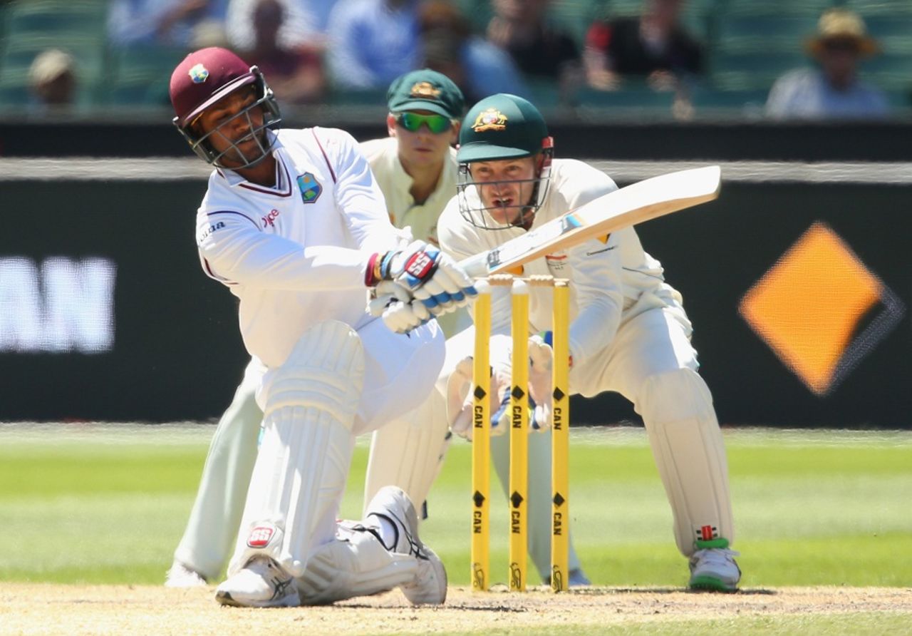 Denesh Ramdin plays a sweep shot, Australia v West Indies, 2nd Test, Melbourne, 4th day, December 29, 2015