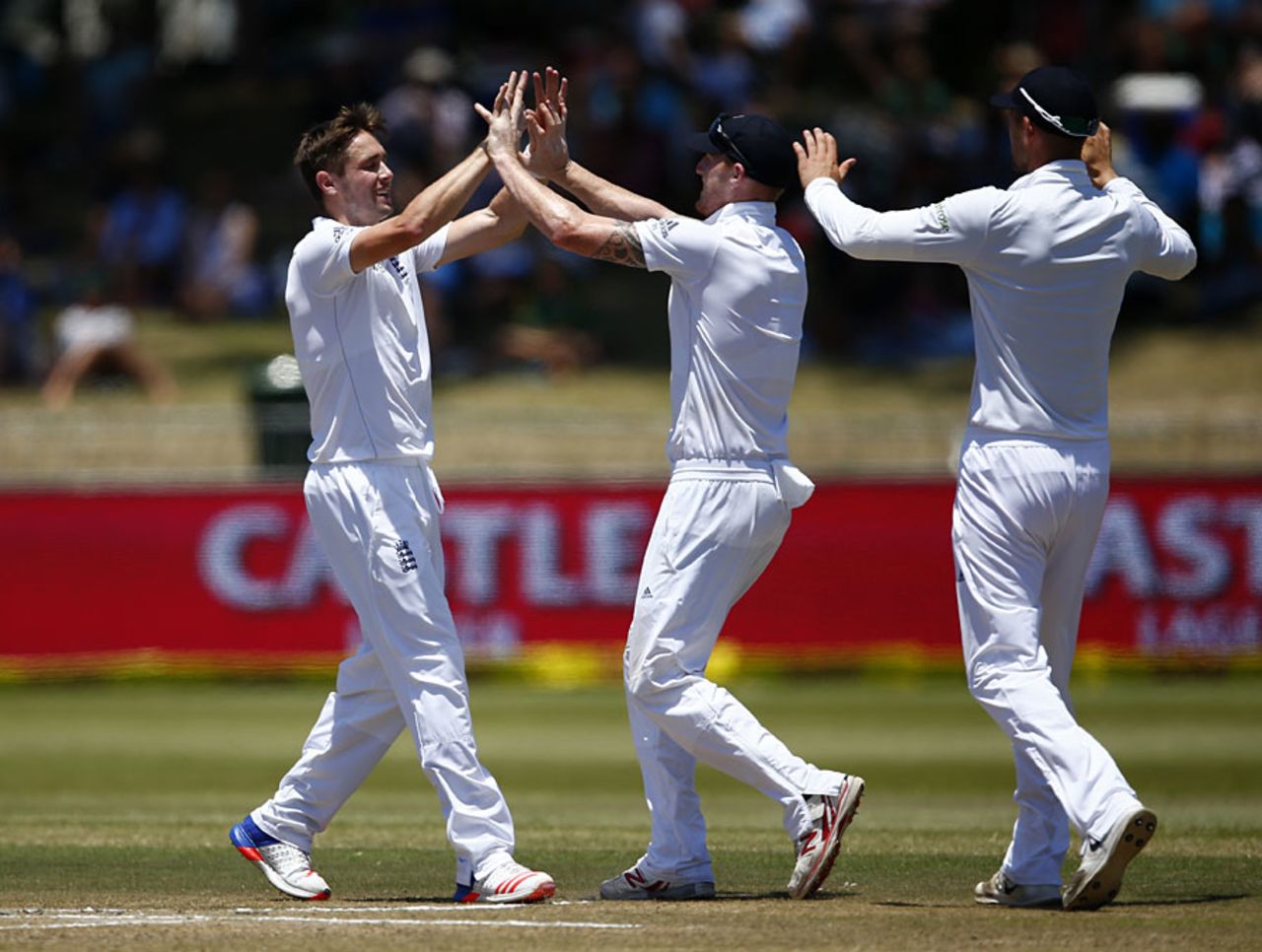 Chris Woakes claimed his first wicket of the match when he removed Dane Piedt, South Africa v England, 1st Test, Durban, 5th day, December 30, 2015