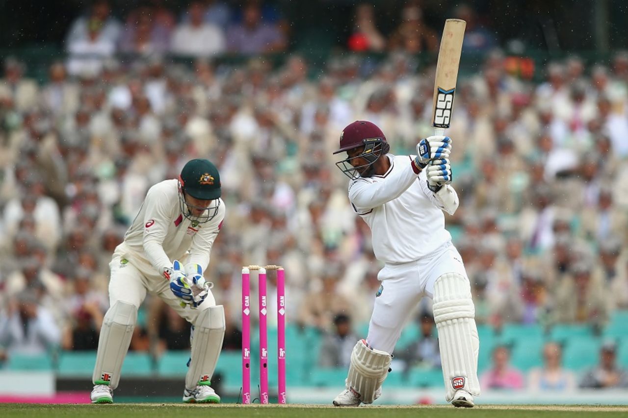 Denesh Ramdin drives through the off side, Australia v West Indies, 3rd Test, Sydney, 2nd day, January 4, 2016