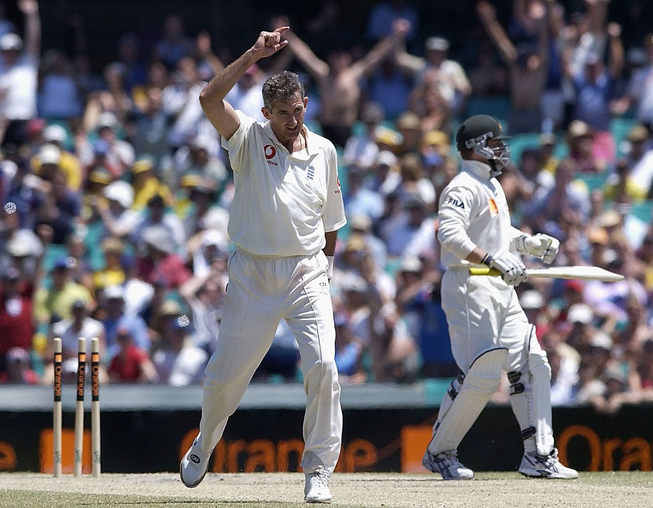 Andy Caddick celebrates the final wicket, Australia v England, 5th Test, SCG, 5th day, January 6, 2003