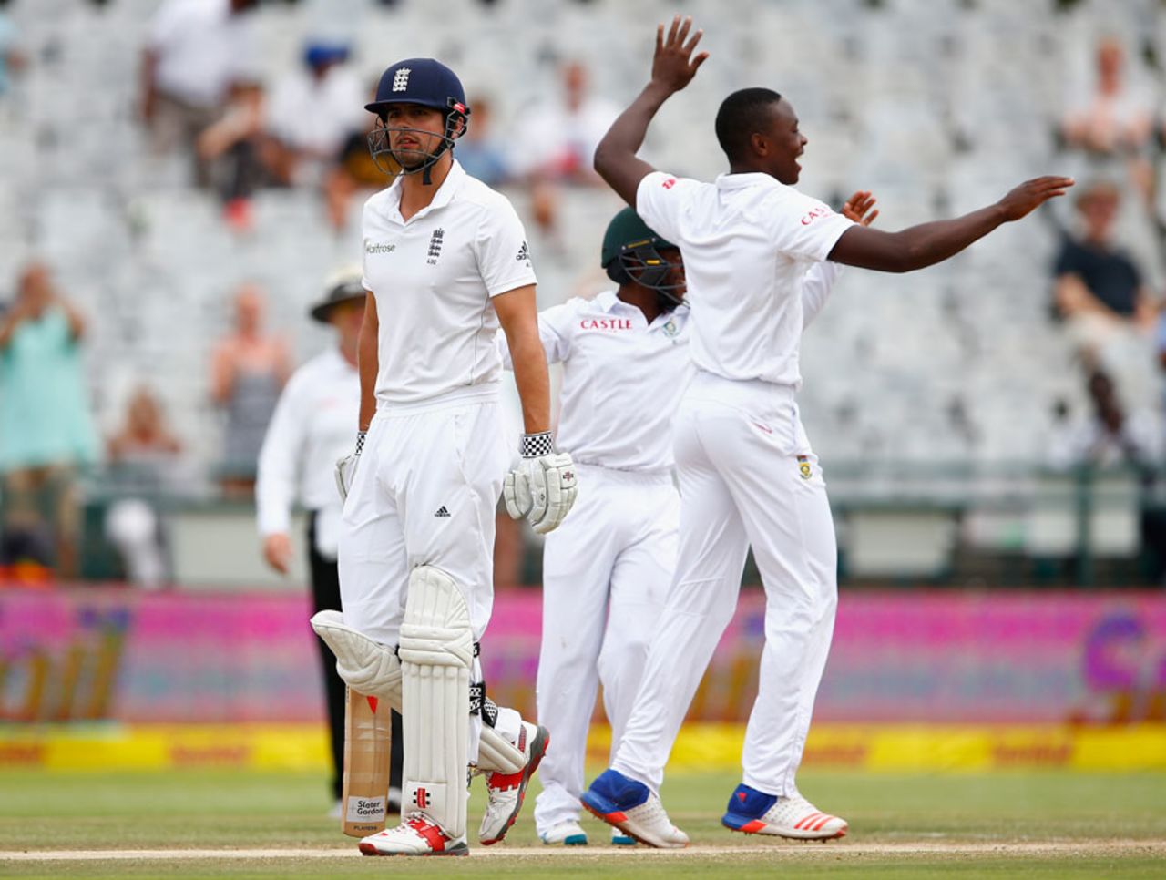 Kagiso Rabada got Alastair Cook in the second over of the morning, South Africa v England, 2nd Test, Cape Town, 5th day, January 6, 2016