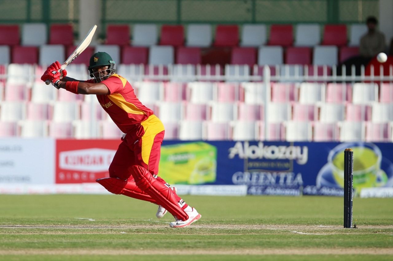 Hamilton Masakadza plays the ball through the leg side, Afghanistan v Zimbabwe, 5th ODI, Sharjah, January 6, 2016