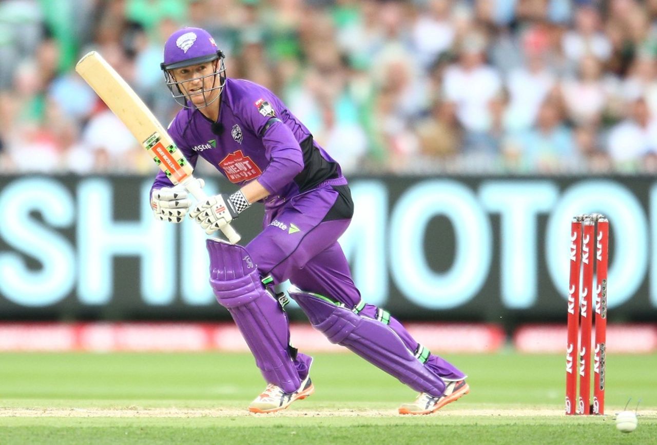George Bailey drives through the leg side during his 55, Melbourne Stars v Hobart Hurricanes, BBL 2015-16, Melbourne, January 6, 2016
