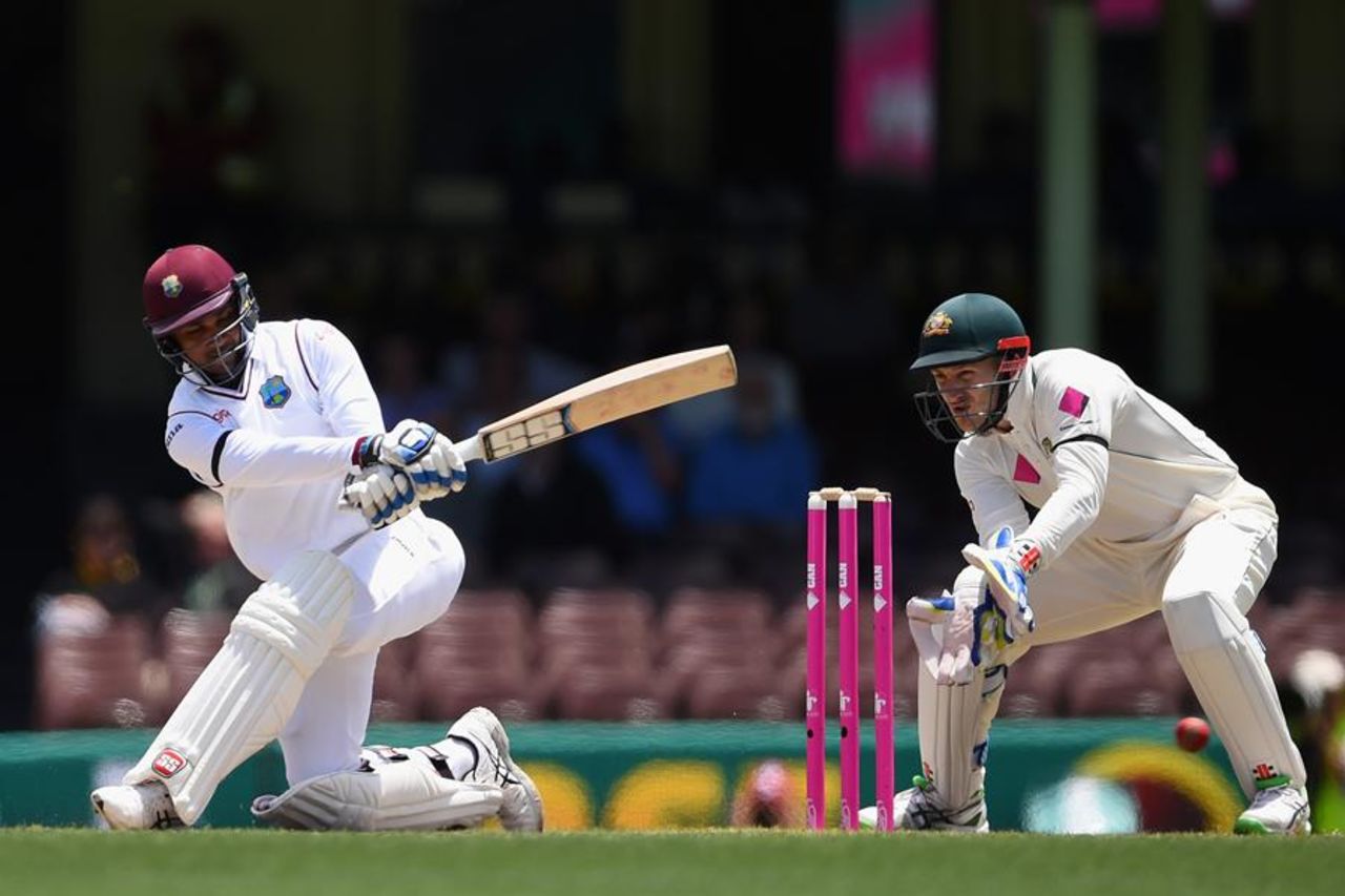 Denesh Ramdin goes for a sweep,  Australia v West Indies, 3rd Test, Sydney, 5th day, January 7, 2016