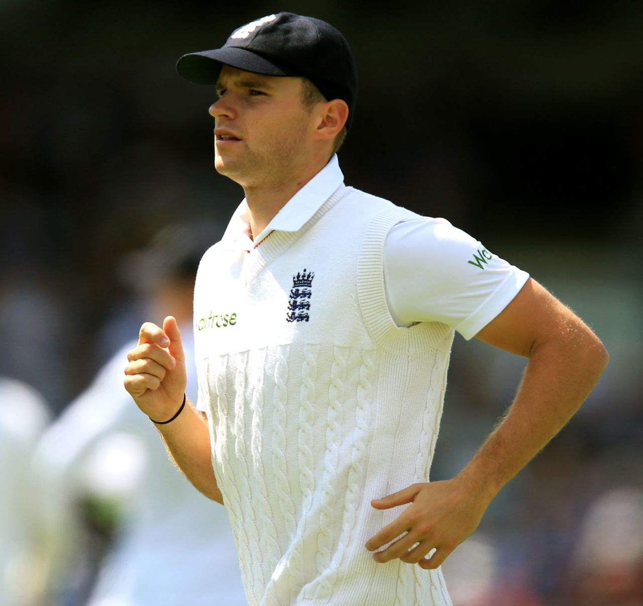 Substitute fielder Josh Poysden came on to the field, England v Australia, 3rd Test, Edgbaston, 3rd day, July 31, 2015