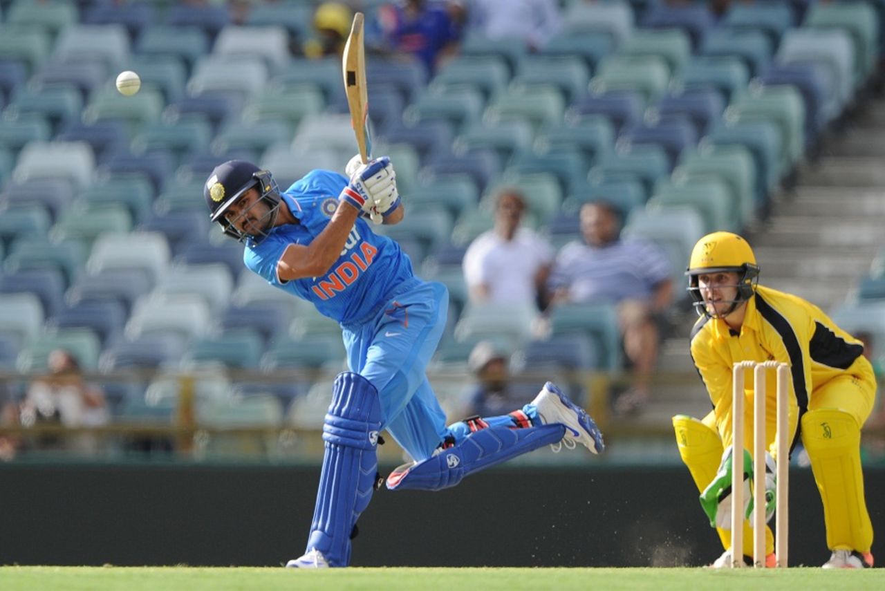 Manish Pandey goes through the leg side during his fifty, Western Australia XI v Indians, tour match, Perth, January 9, 2016