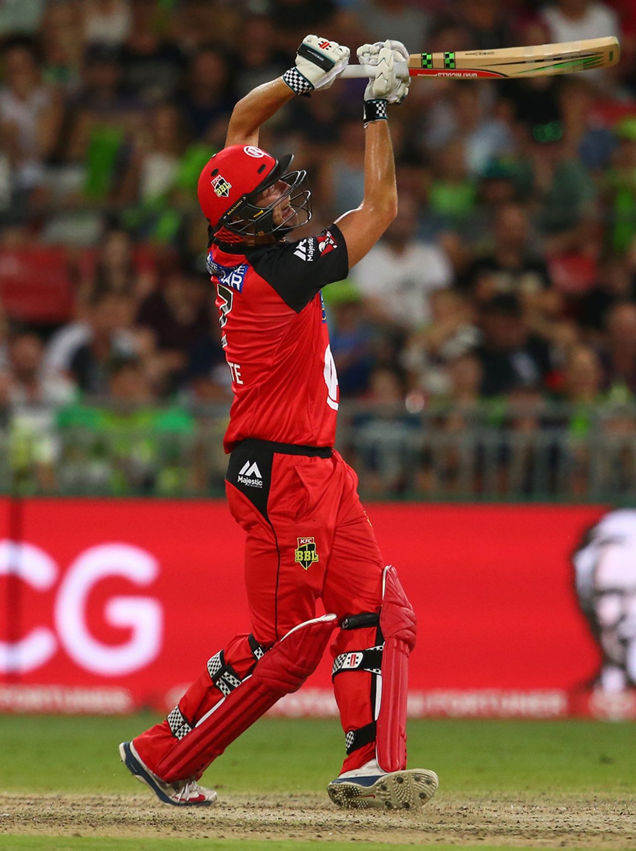 Cameron White hits out and plays a straight loft, Sydney Thunder v Melbourne Renegades, Big Bash League 2015-16, Sydney, January 11, 2016