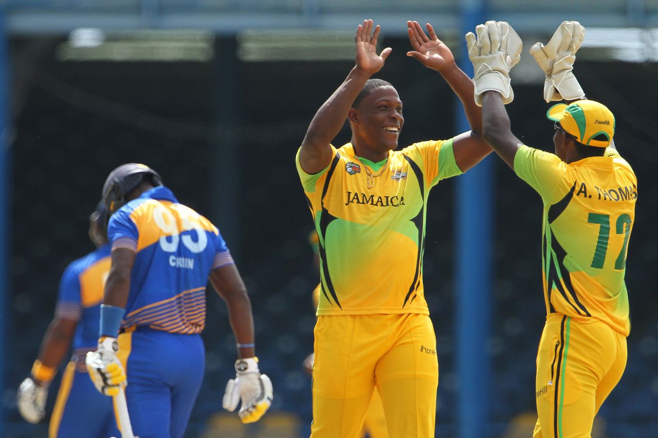 Sheldon Cottrell took 3 for 18 and struck a pivotal 16 not out, Barbados v Jamaica, Nagico Super50 2016, Port-of-Spain, January 11, 2016