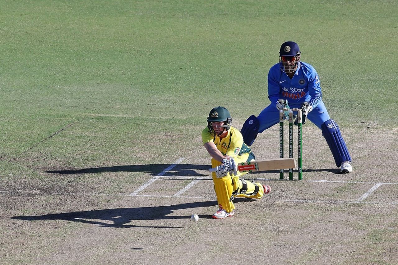 George Bailey plays a reverse sweep during his century, Australia v India, 1st ODI, Perth, January 12, 2016