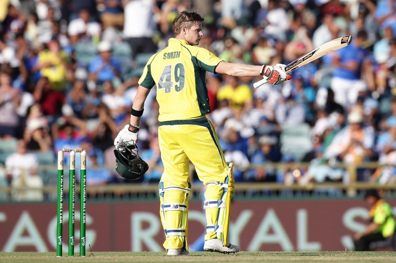 Steven Smith scored his fifth ODI century, Australia v India, 1st ODI, Perth, January 12, 2016