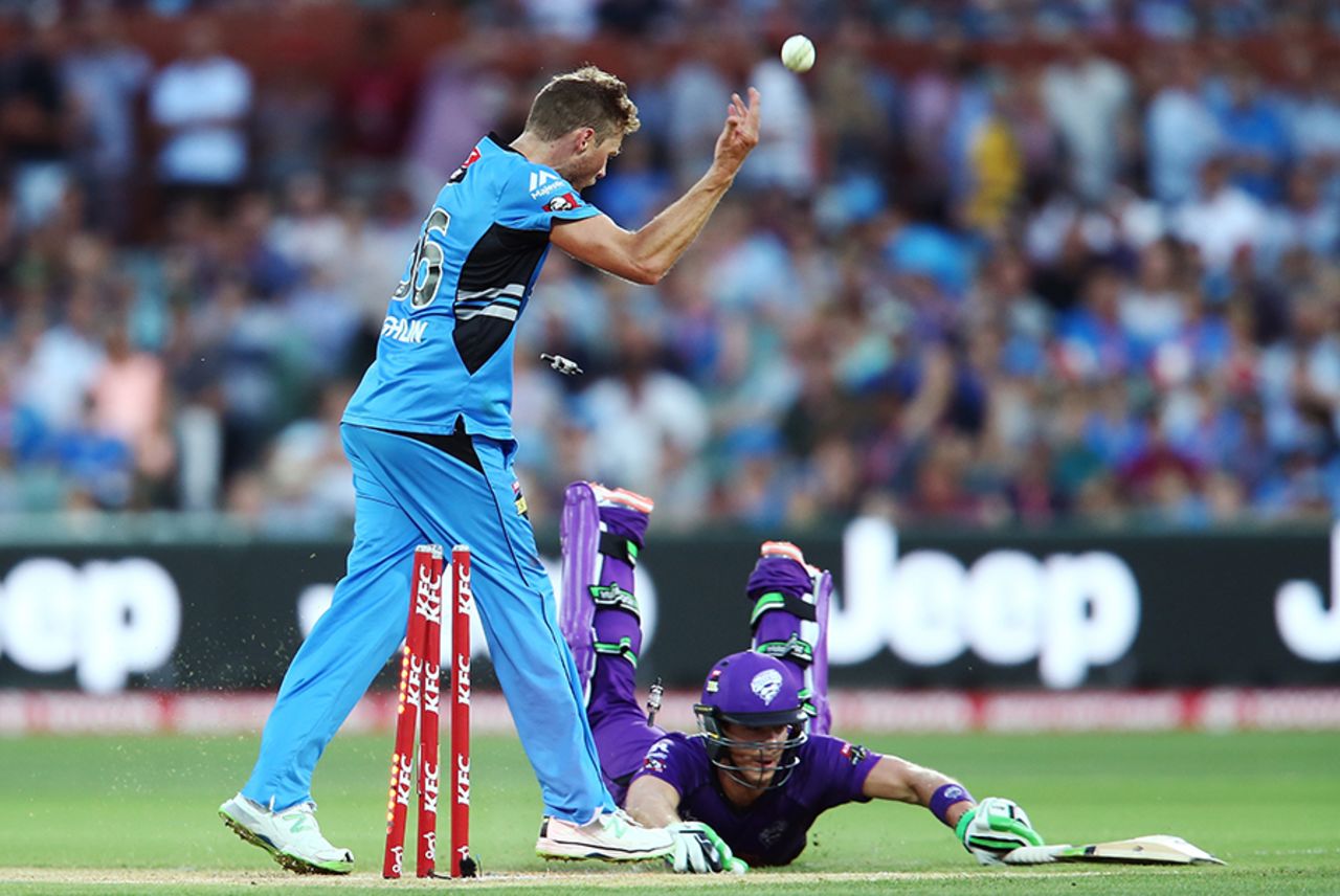 Tim Paine, Hurricanes' top scorer, was run out for 45, Adelaide Strikers v Hobart Hurricanes, Big Bash League 2015-16, Adelaide, January 13, 2016
