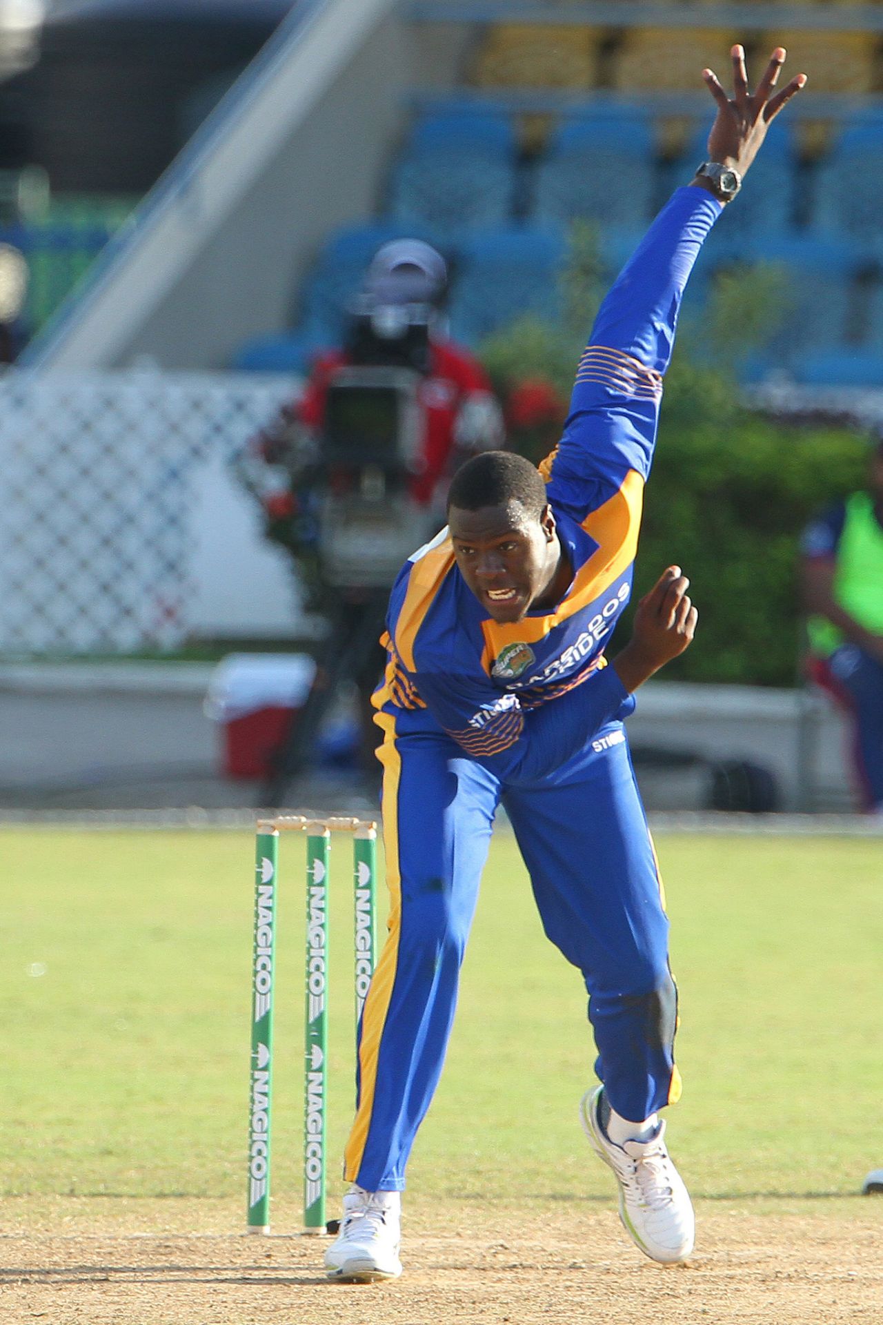 Carlos Brathwaite claimed two wickets, Barbados v ICC Americas, Nagico Super50 2016, Port-of-Spain, January 13, 2016