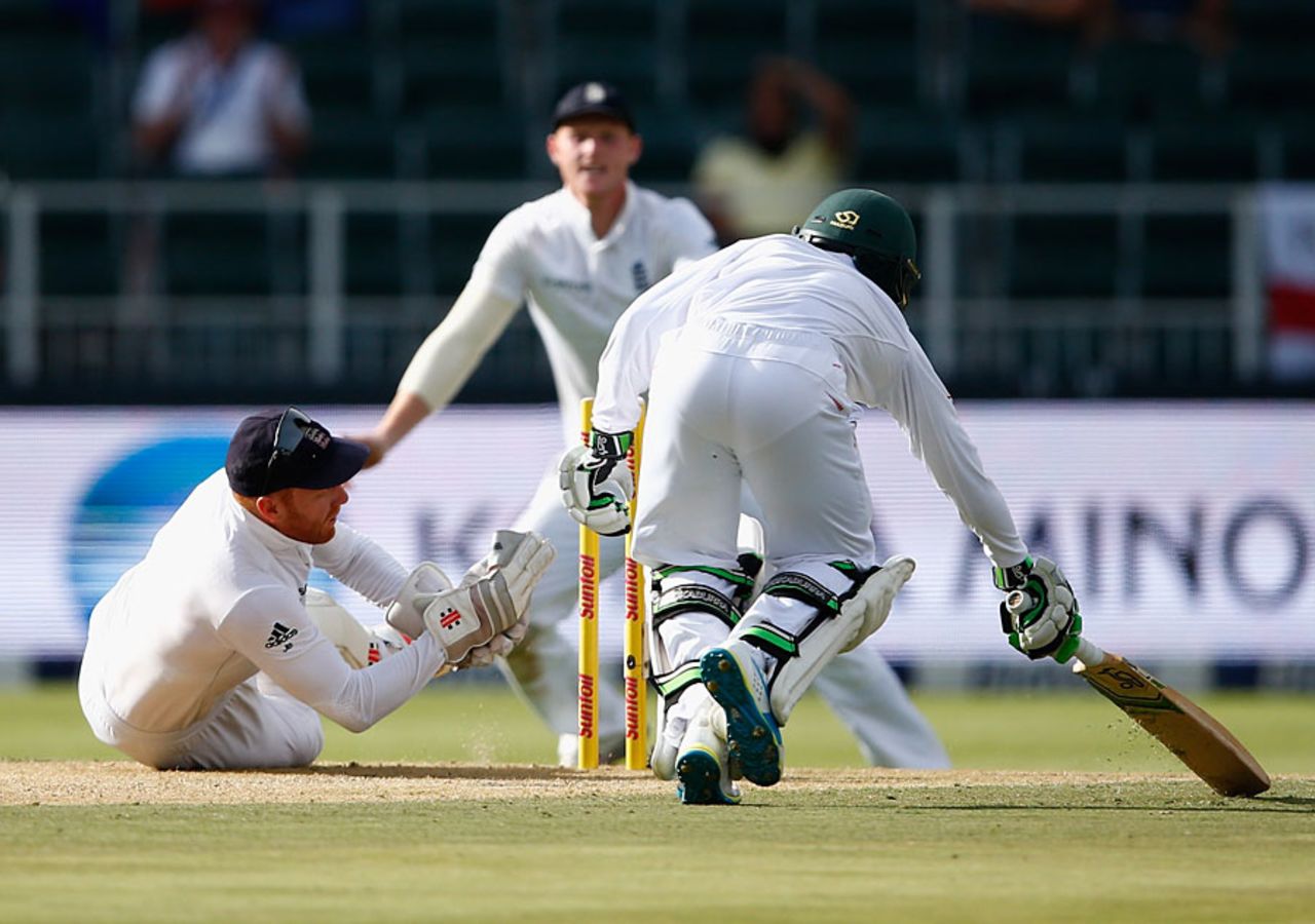 Jonny Bairstow did superbly well to complete the run out of Temba Bavuma, South Africa v England, 3rd Test, Johannesburg, 1st day, January 14, 2016