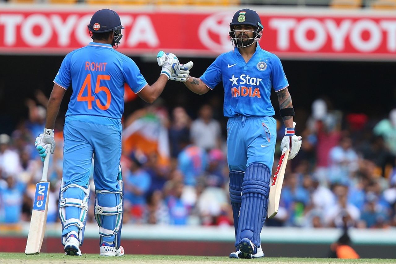 Virat Kohli and Rohit Sharma shared a 125-run stand, Australia v India, 2nd ODI, Brisbane, January 15, 2016