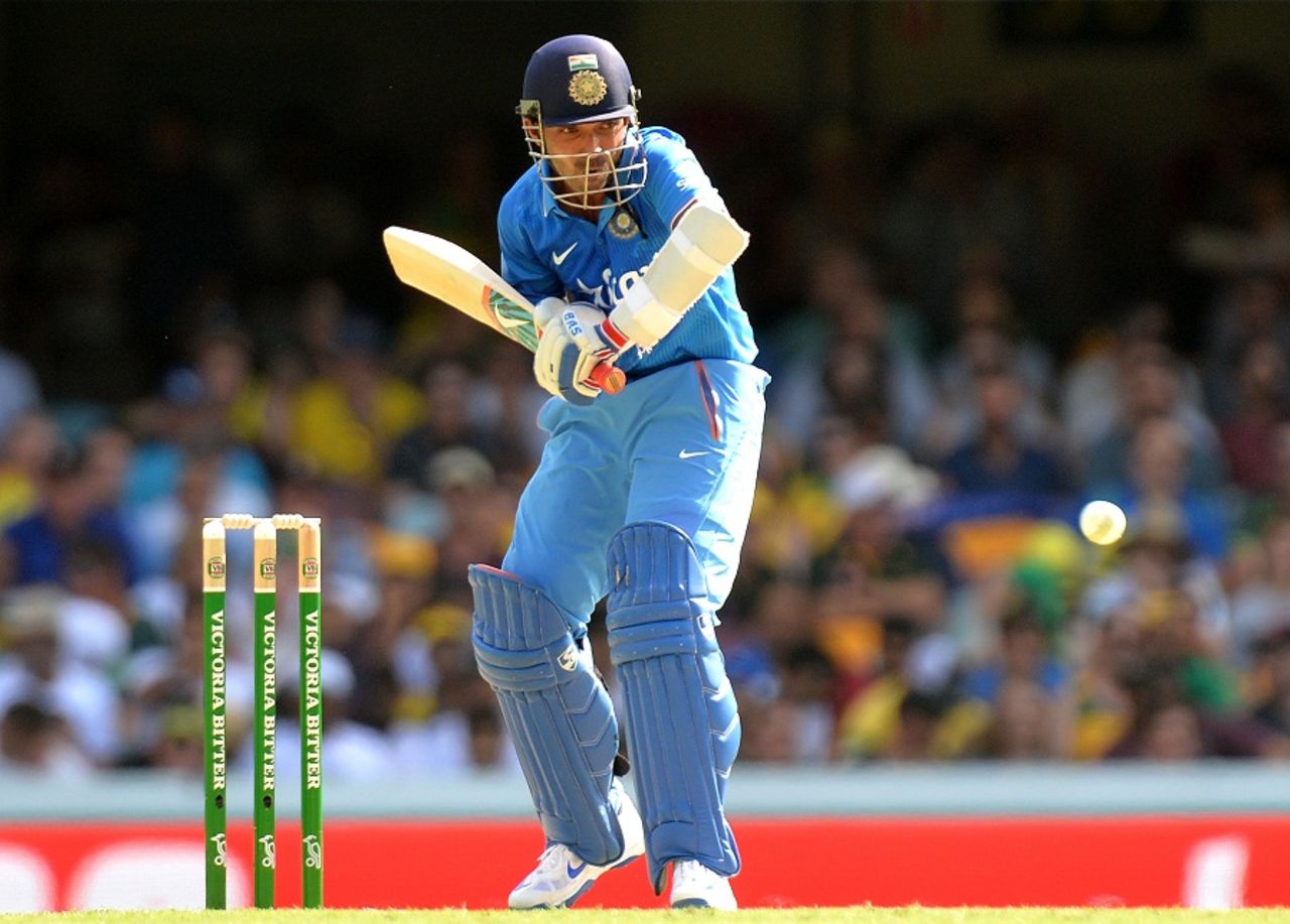 Ajinkya Rahane lines up to play a stroke, Australia v India, 2nd ODI, Brisbane, January 15, 2016