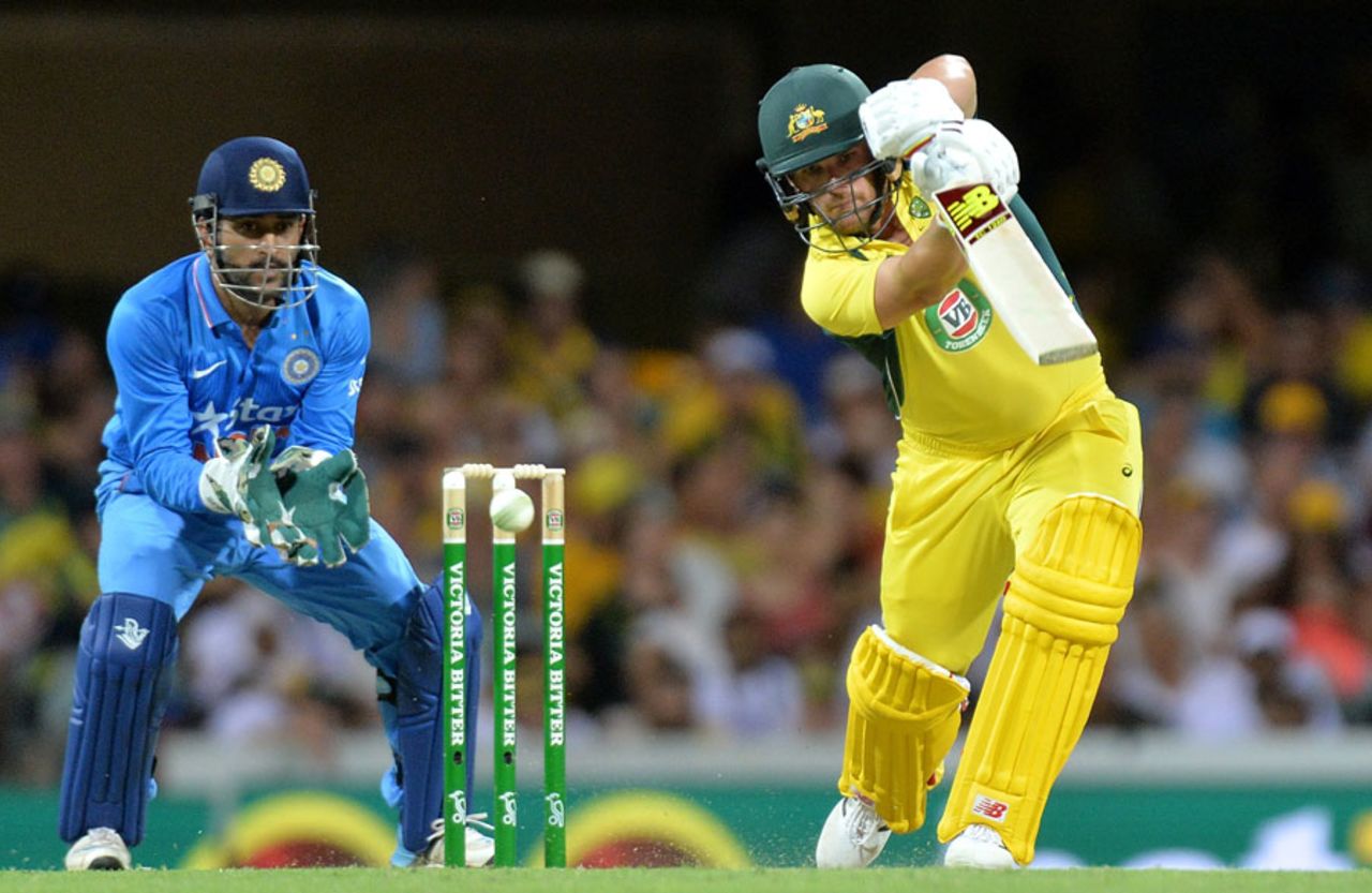 Aaron Finch compiled a brisk 71, Australia v India, 2nd ODI, Brisbane, January 15, 2016