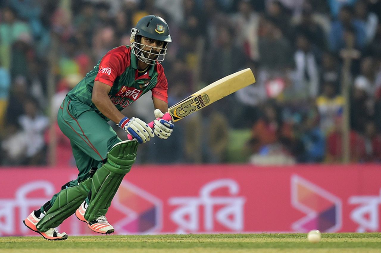 Tamim Iqbal steers the ball on to the leg side, Bangladesh v Zimbabwe, 1st T20I, Khulna, January 15, 2016