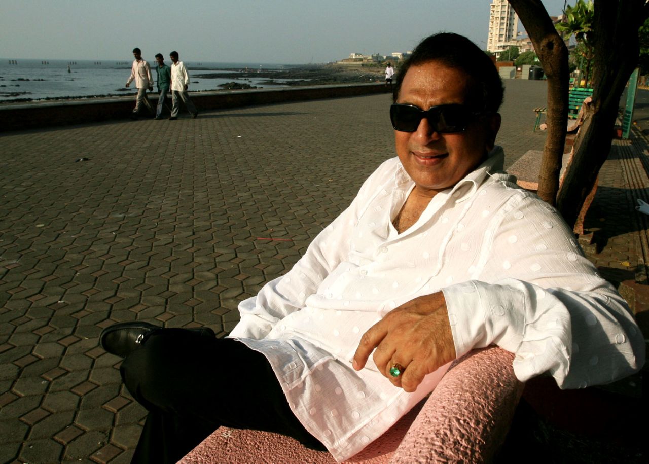 Sunil Gavaskar sits outside his house in Worli, Mumbai, November 18, 2005