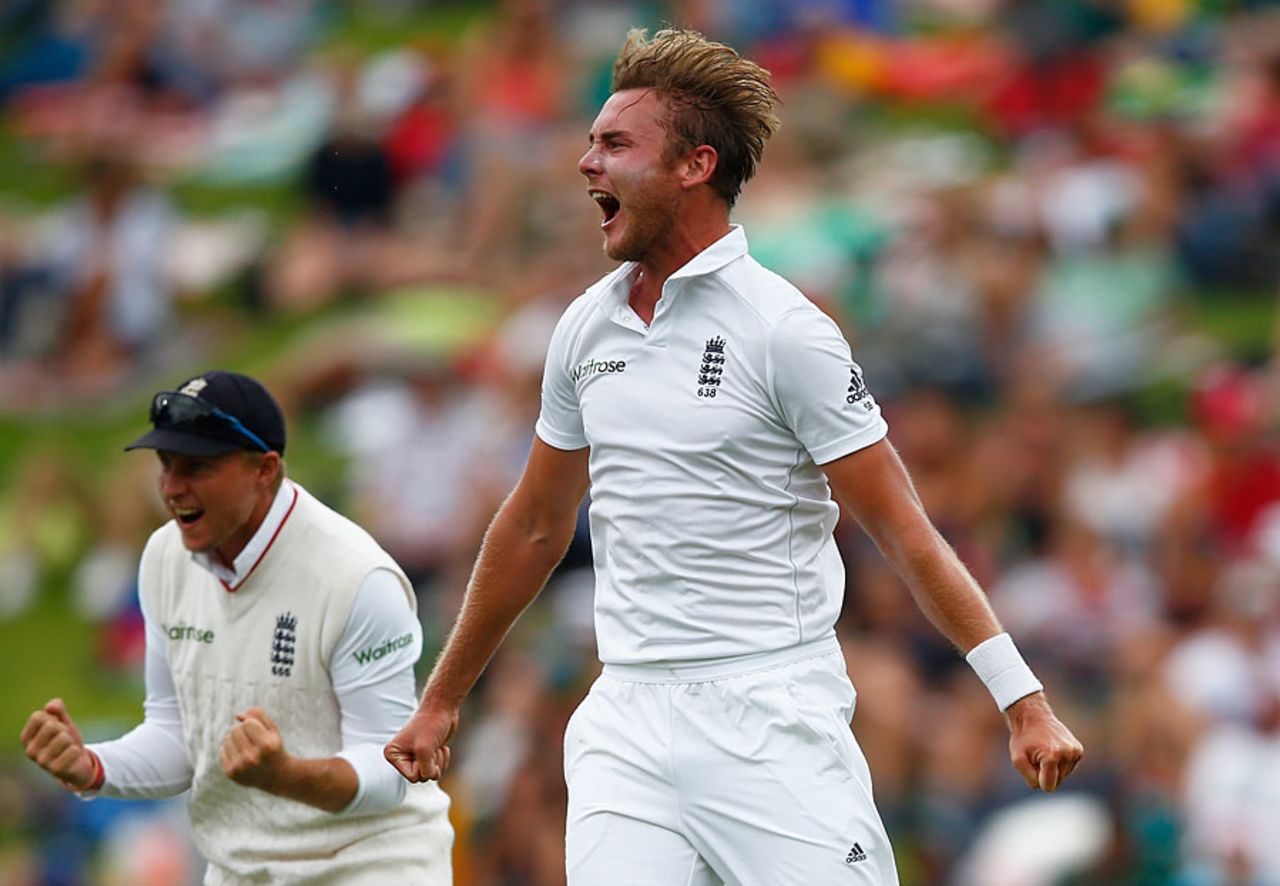 Stuart Broad was outstanding as he collected the first five wickets, South Africa v England, 3rd Test, Johannesburg, 3rd day, January 17, 2016