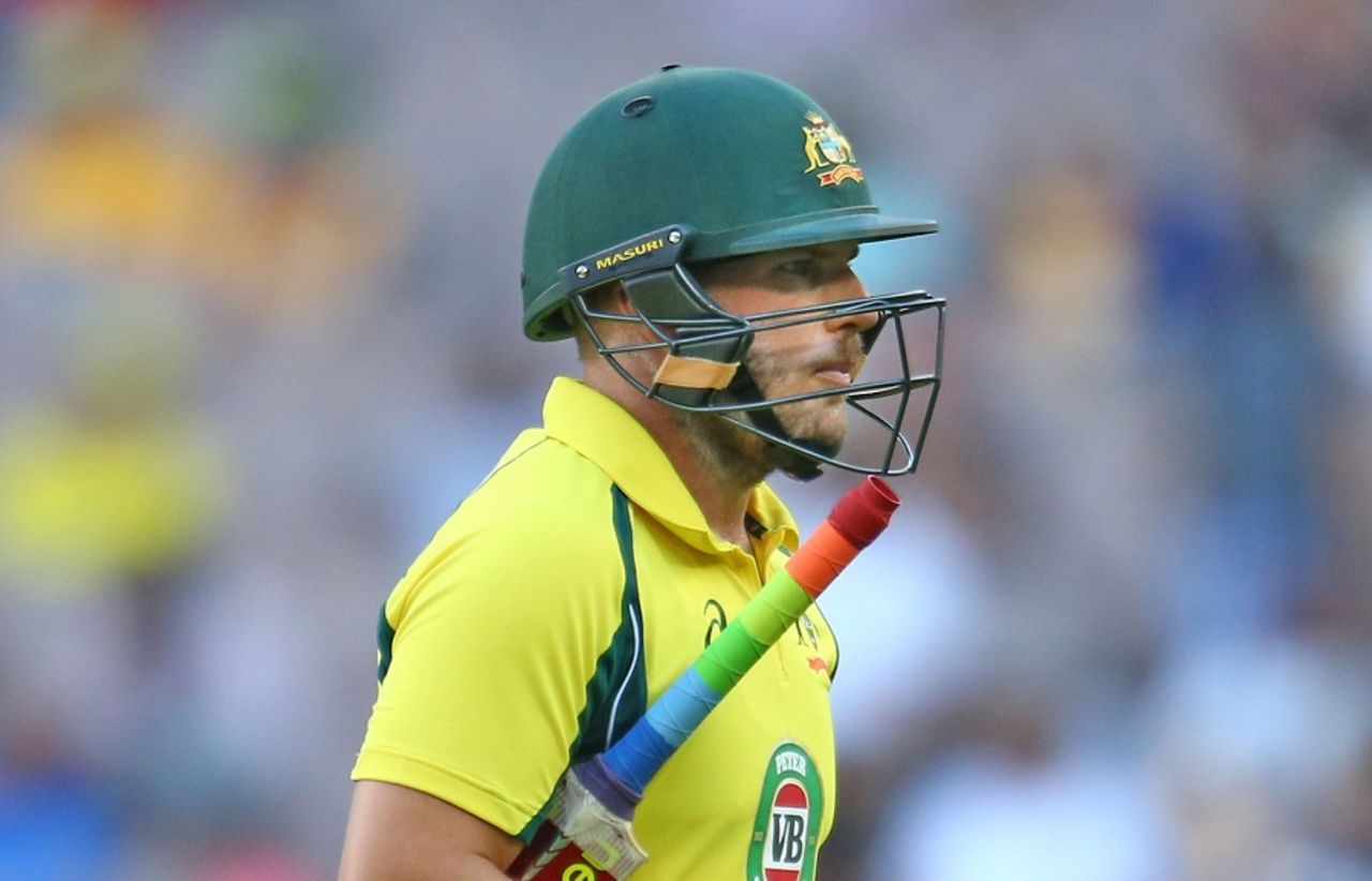 Aaron Finch was dismissed for 21, Australia v India, 3rd ODI, Melbourne, January 17, 2016