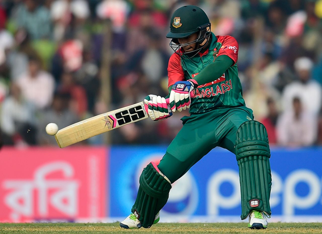 Mushfiqur Rahim shapes up to play a cut through the off side, Bangladesh v Zimbabwe, 2nd T20I, Khulna, January 17, 2016