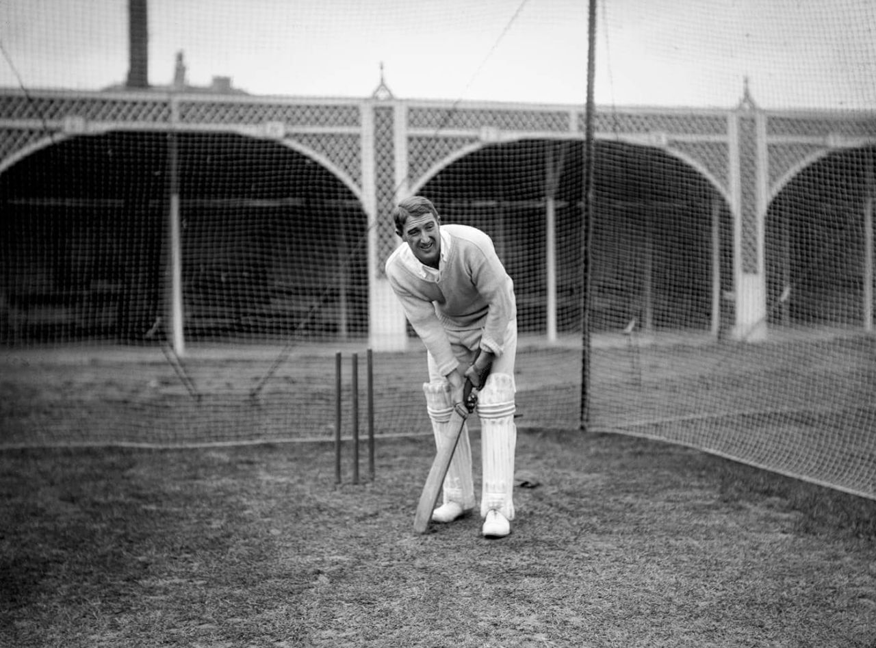 Aubrey Faulkner bats at the Lord's nets, Lord's, 1907