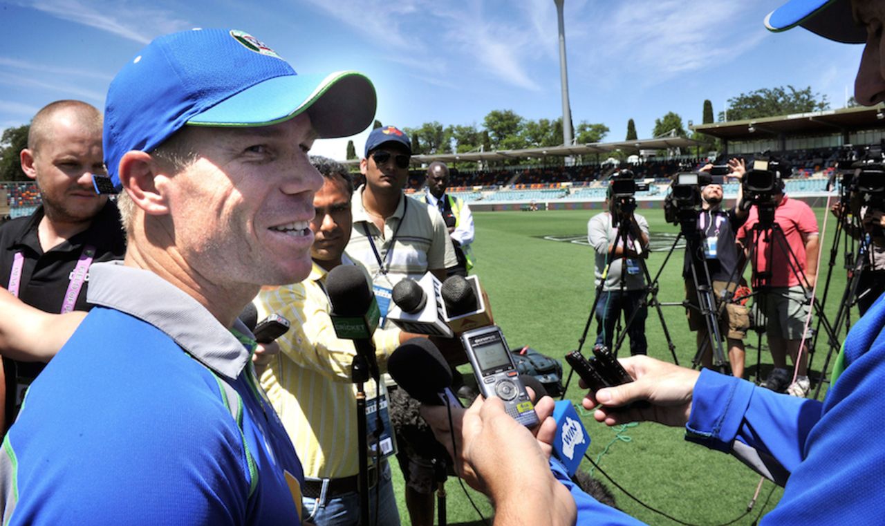 David Warner speaks after coming back from paternity leave, Canberra, January 19, 2016
