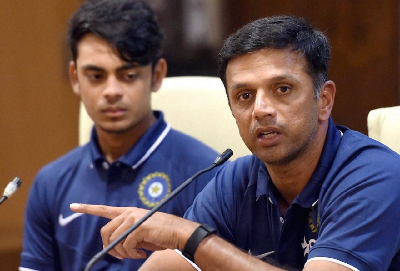 Rahul Dravid addresses the press along with Under-19 captain Ishan Kishan, Mumbai, January 19, 2016