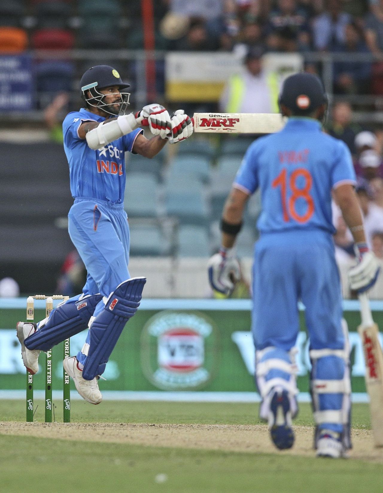 Shikhar Dhawan plays a cut, Australia v India, 4th ODI, Canberra, January 20, 2016