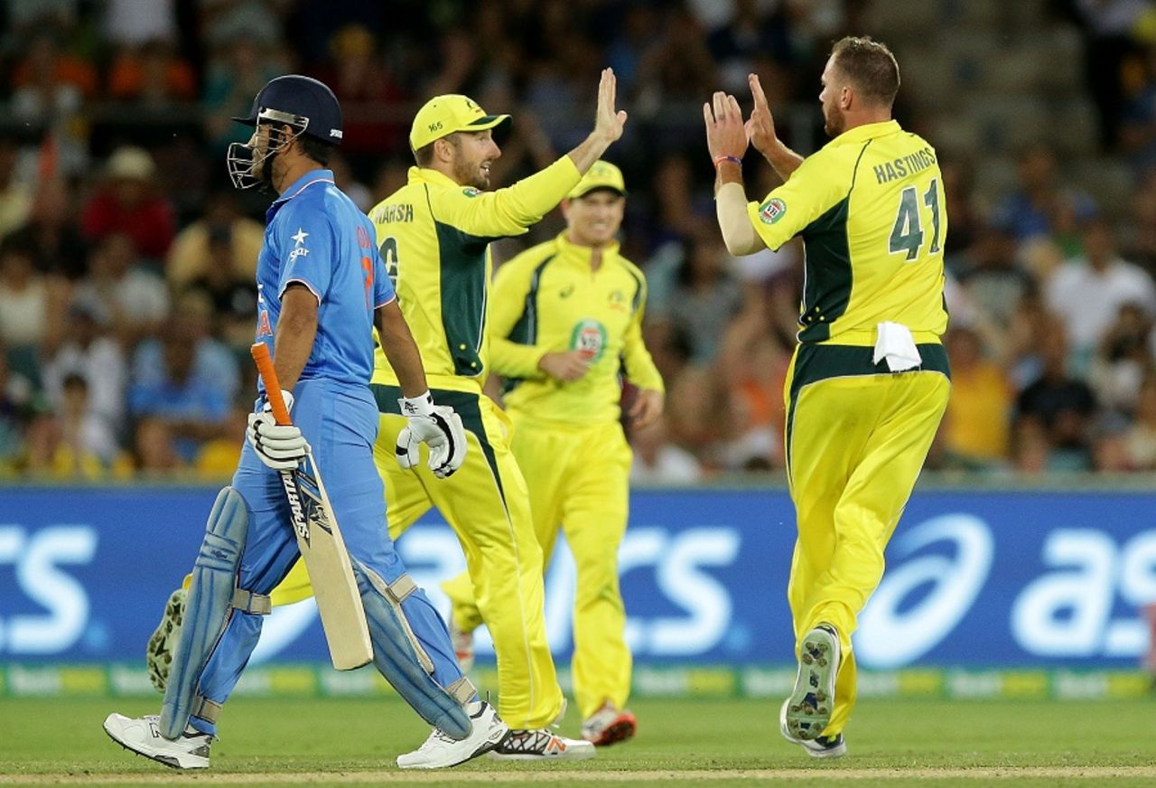 MS Dhoni was dismissed for a duck, Australia v India, 4th ODI, Canberra, January 20, 2016