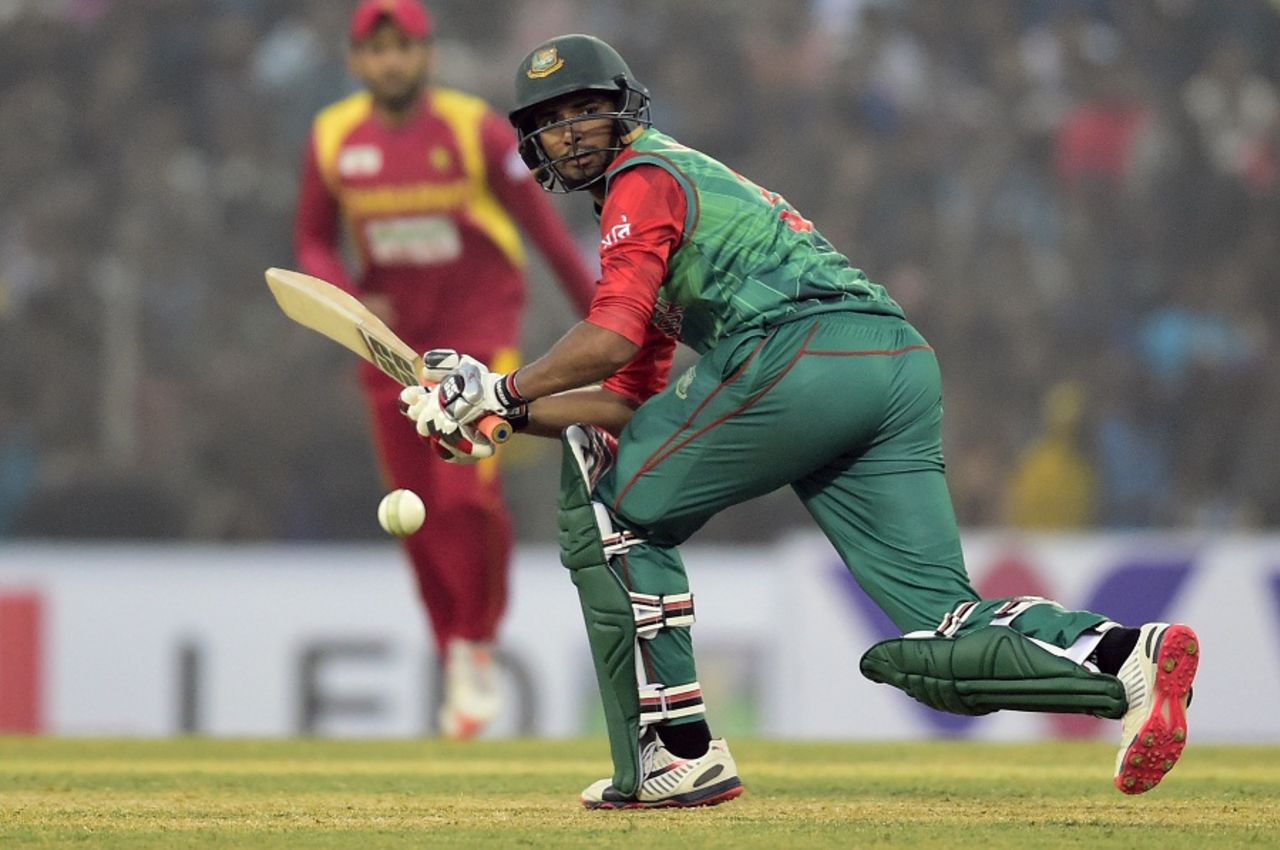 Mahmudullah nudges into the leg side, Bangladesh v Zimbabwe, 4th T20I, Khulna, January 22, 2016