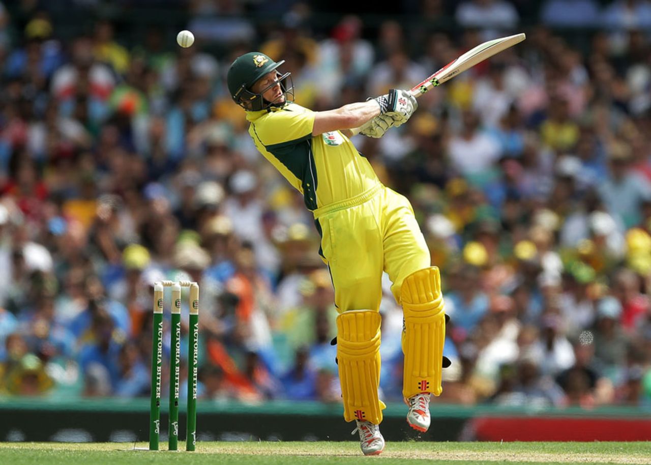 Eyes on the ball: George Bailey tries to pull, Australia v India, 5th ODI, Sydney, January 23, 2016