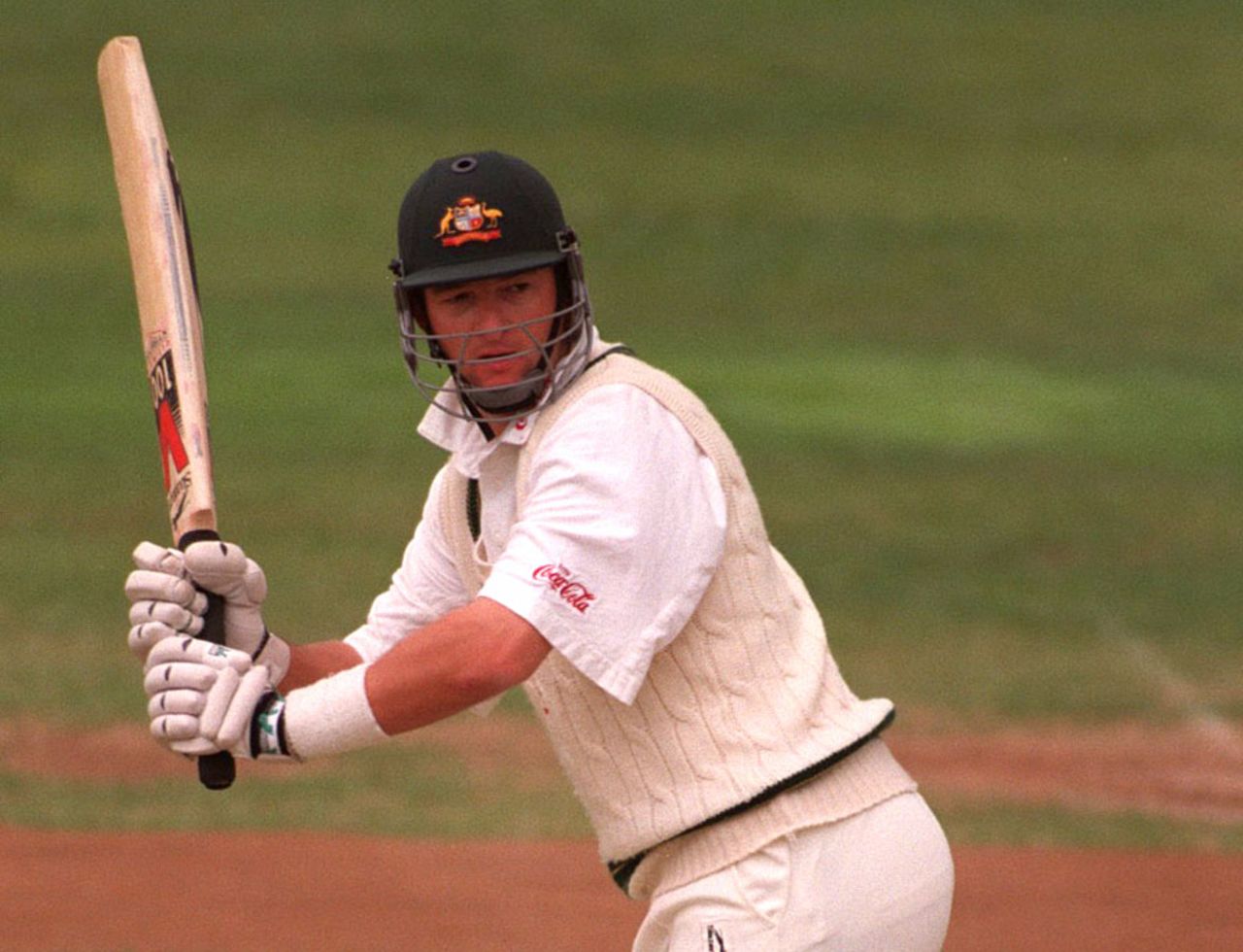 Mark Waugh bats during the 1997 Ashes tour, June 13, 1997