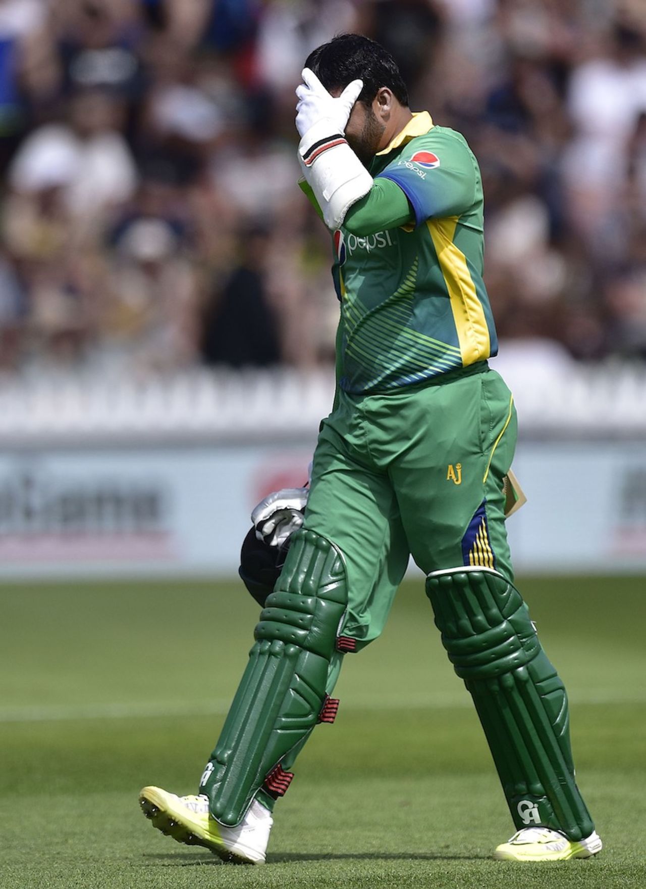 Azhar Ali holds his head after his dismissal, New Zealand v Pakistan, 1st ODI, Basin Reserve, Wellington, January 25, 2016