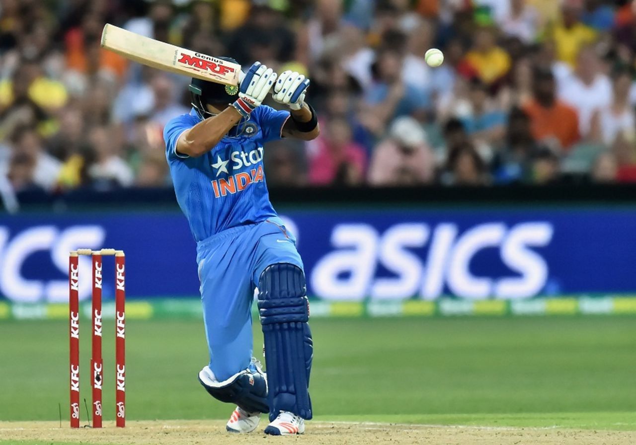 Virat Kohli plays an awkward pull, Australia v India, 1st T20 international, Adelaide, January 26, 2016