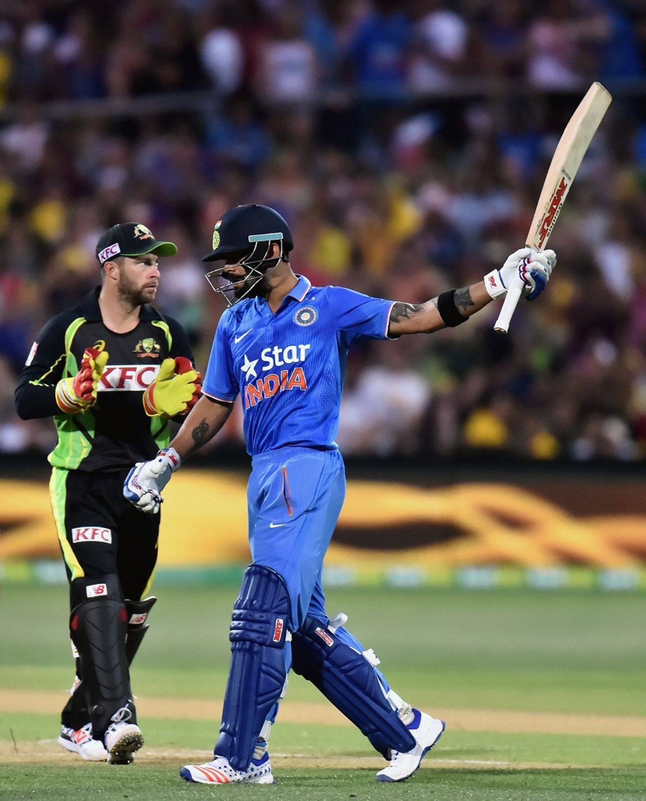 Virat Kohli steadied India with a brisk fifty, Australia v India, 1st T20 international, Adelaide, January 26, 2016