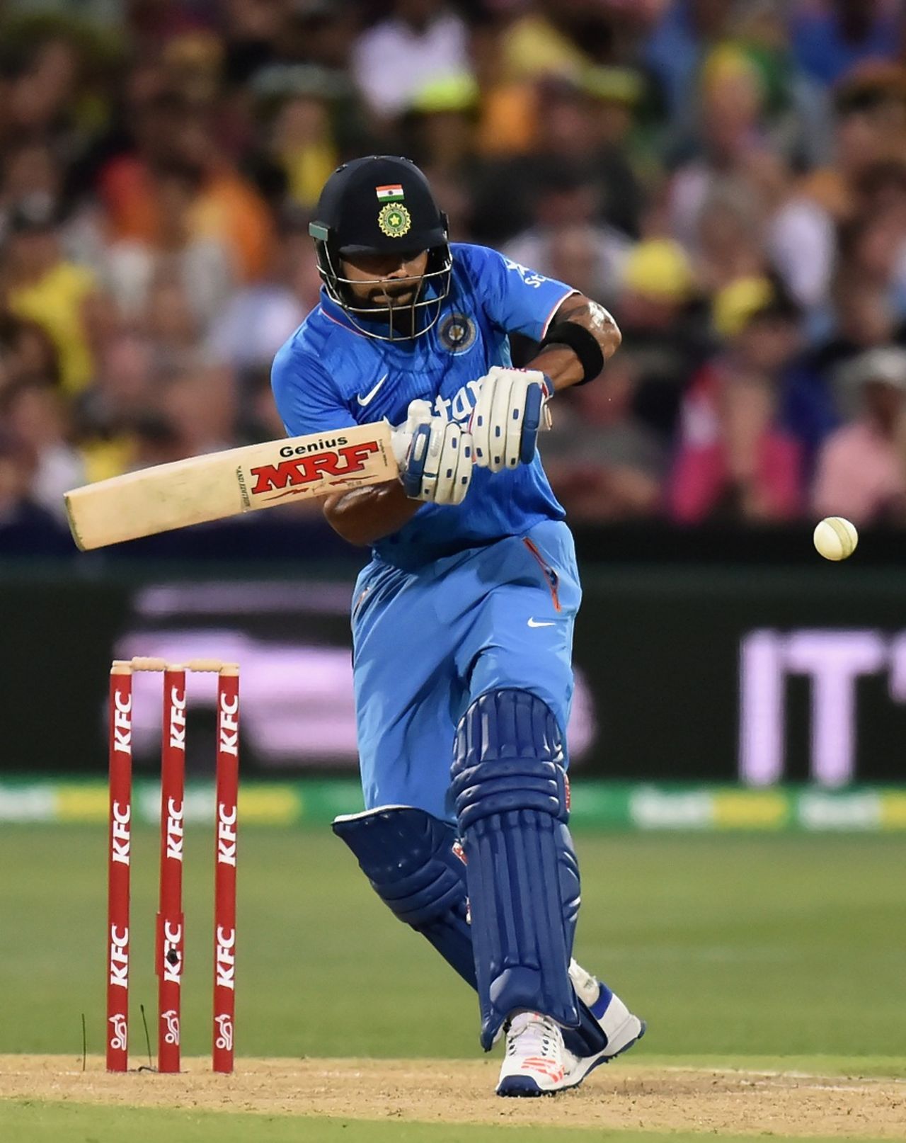Virat Kohli lines up to play a pull, Australia v India, 1st T20 international, Adelaide, January 26, 2016
