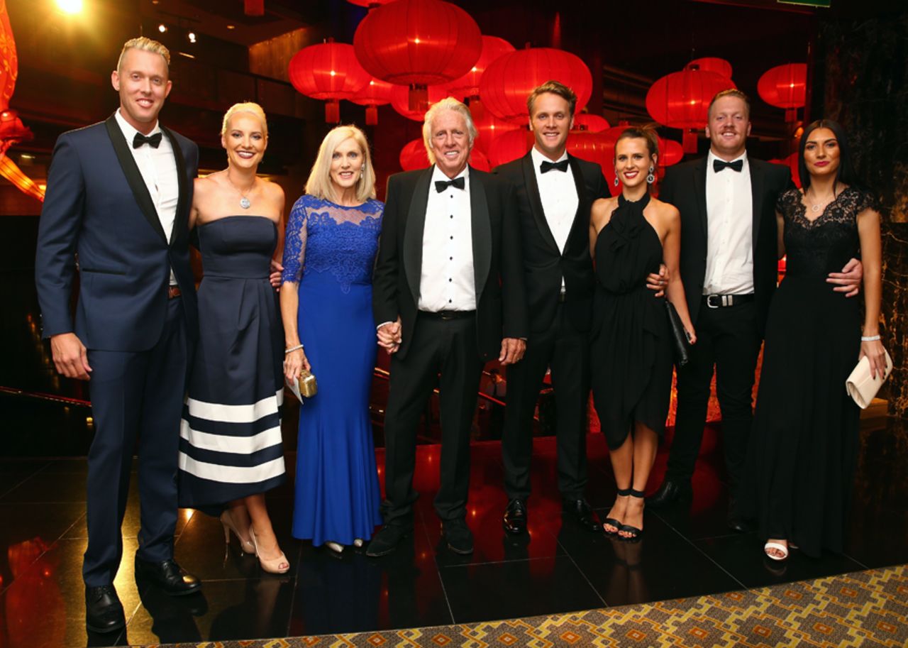 Jeff Thomson with his family at the Allan Border medal ceremony, Melbourne, January 27, 2016