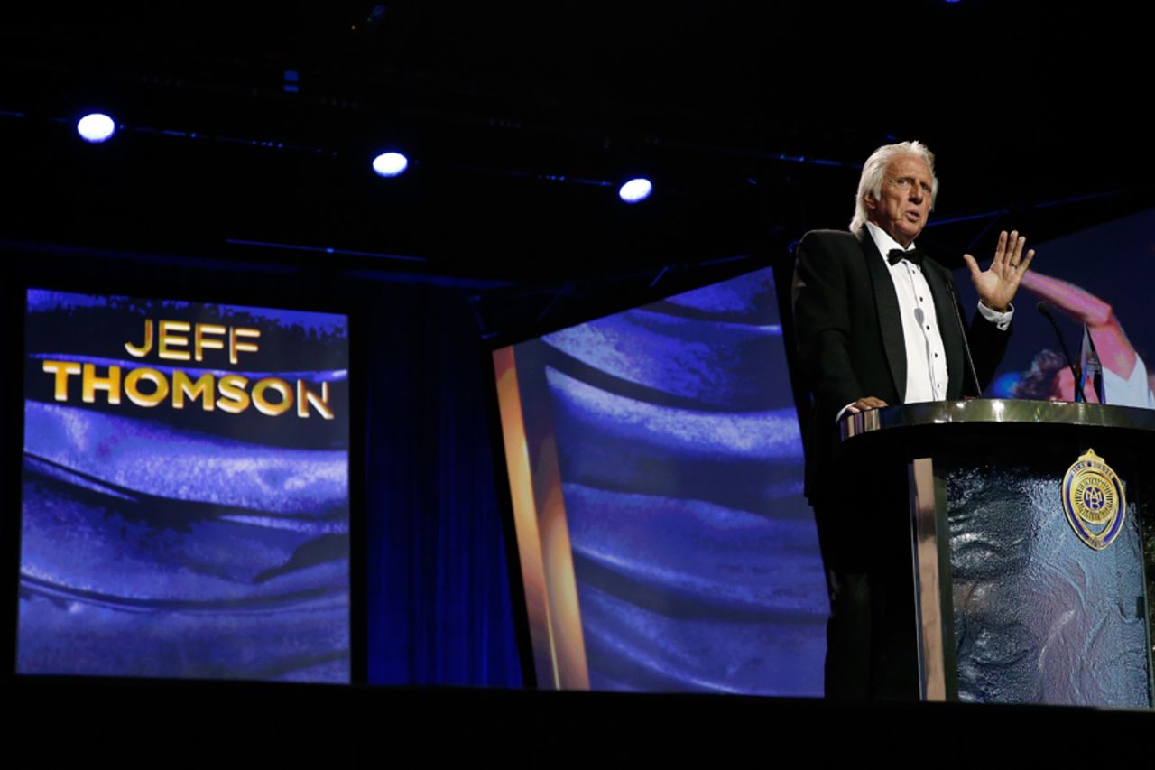Jeff Thomson was inducted into the Australian Cricket Hall of Fame at the Allan Border medals night, Melbourne, January 27, 2016