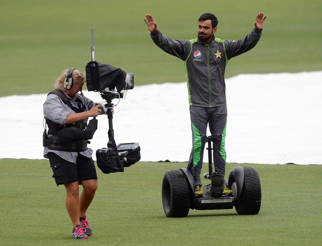 Mohammad Hafeez has a go on a Segway, New Zealand v Pakistan, 2nd ODI, Napier, January 28, 2016